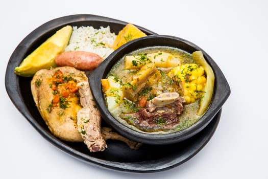 Traditional Colombian soup from the region of Santander called puchero photo