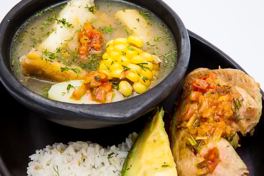 Traditional Colombian soup from the region of Valle del Cauca called sancocho photo
