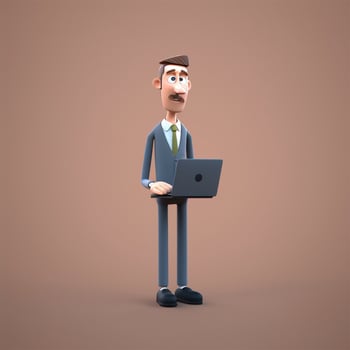 A man in a suit with a black laptop Generated photo