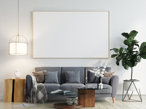 Modern home interior Mockup In Wall Living Room Templete Minimal Cozy Design photo