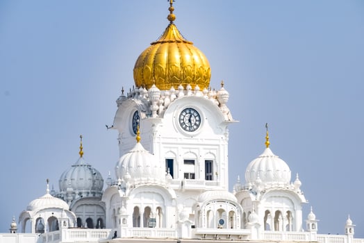 View of details of architecture inside Golden Temple - Harmandir Sahib in Amritsar, Punjab, India, Famous indian sikh landmark, Golden Temple, the main sanctuary of Sikhs in Amritsar, India photo