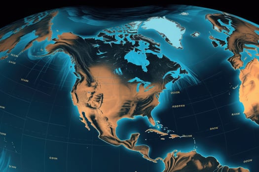 World map with weather forecast application. photo