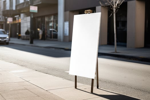 a Blank white sign board mockup isolated outside photo
