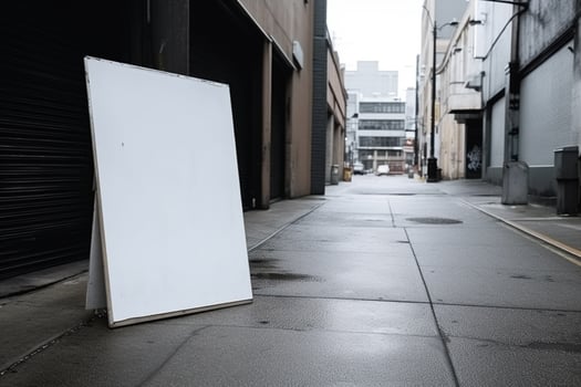 a Blank white sign board mockup isolated outside photo