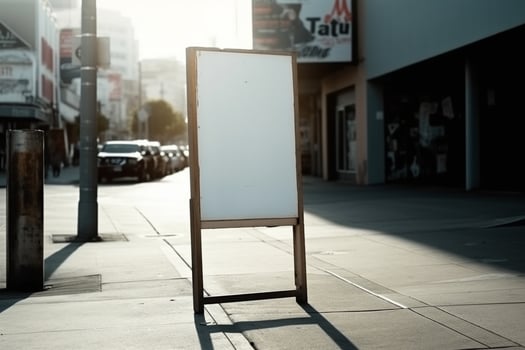 a Blank white sign board mockup isolated outside photo