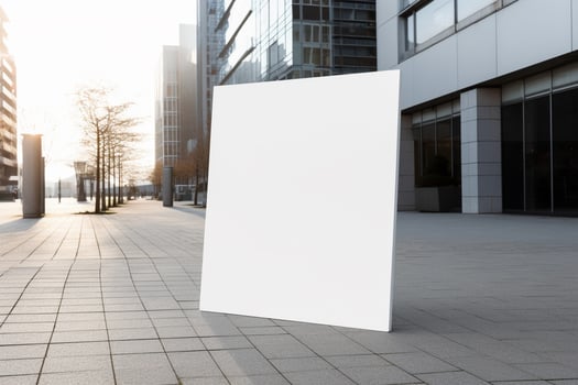 a Blank white sign board mockup isolated outside photo