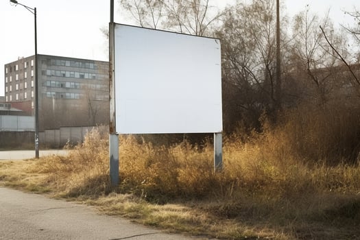 a Blank white sign board mockup isolated outside photo