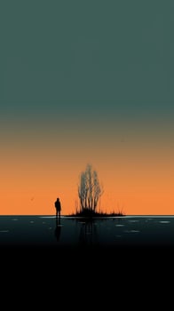 illustration of lonely, minimalist art, . photo