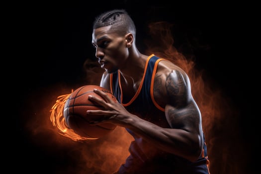 portrait of a basketball athlete on a black background ai generate photo