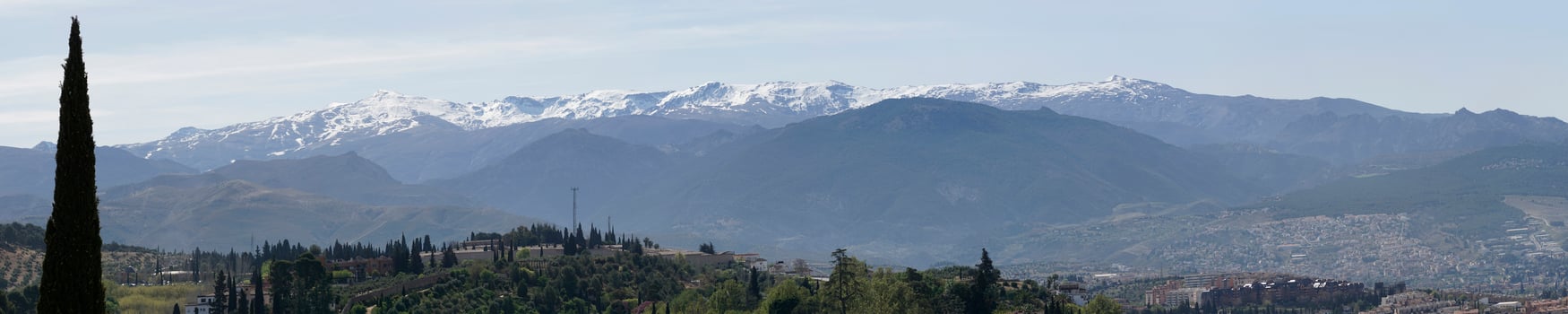 Panoramic View of Sierra Nevada Mountains From Granada, Andalusia, Spain photo