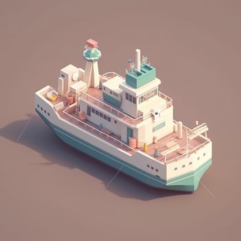 cute tiny isometric cruise ship for tourism with photo