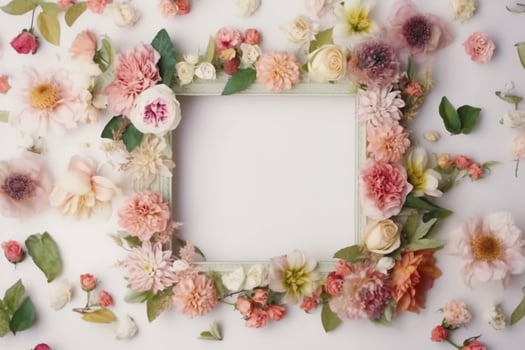 A frame decorated with flowers. photo