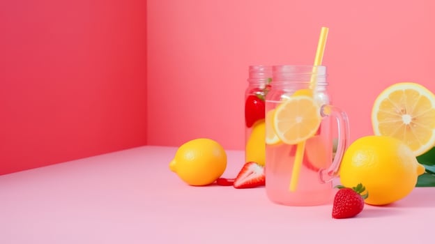 Strawberry lemonade. Illustration photo