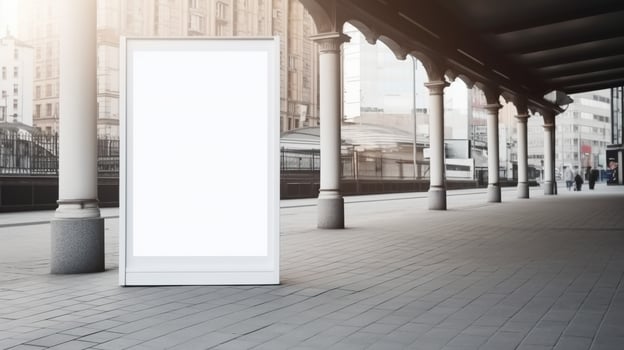, Realistic street big billboard or poster mock up blank for presentation advertising. Outdoor sign blank in the futuristic city, business concept photo