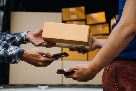 Business woman start up small business entrepreneur SME success .freelance woman working at home with Online Parcel delivery. SME and packaging deliveryconcept photo