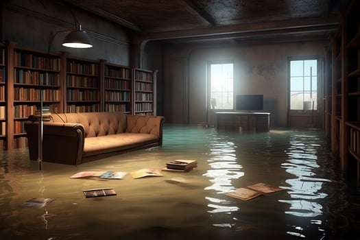 Create a library in a flooded basement. photo