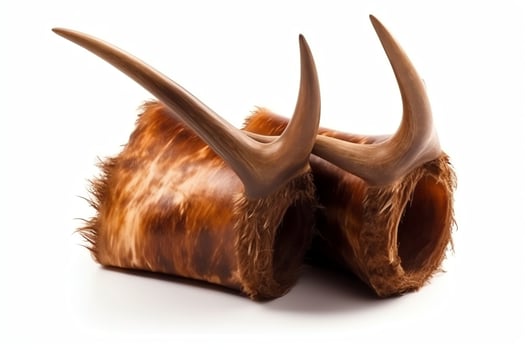 Highland brown cow horns isolated on white. photo