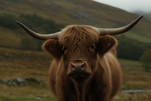 Highland cow. aesthetic photo