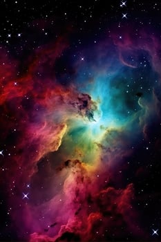 Incredibly beautiful galaxy in outer space. Nebula night starry sky in rainbow colors. Multicolor outer space..Created with photo