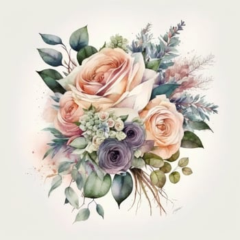 Watercolor wedding bouquet. Illustration photo