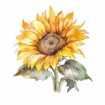 Watercolor sunflower isolated. Illustration photo