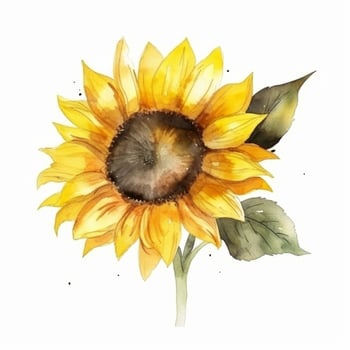 Watercolor sunflower isolated. Illustration photo