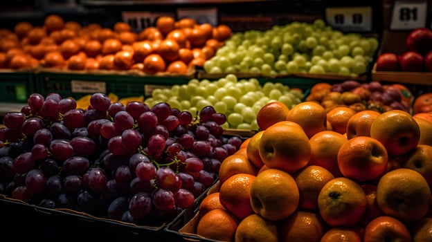 a collection of fruits on a supermarket shelf ,fresh fruit products in the mall , photo