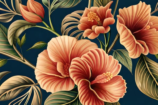 hibiscus seamless floral pattern photo