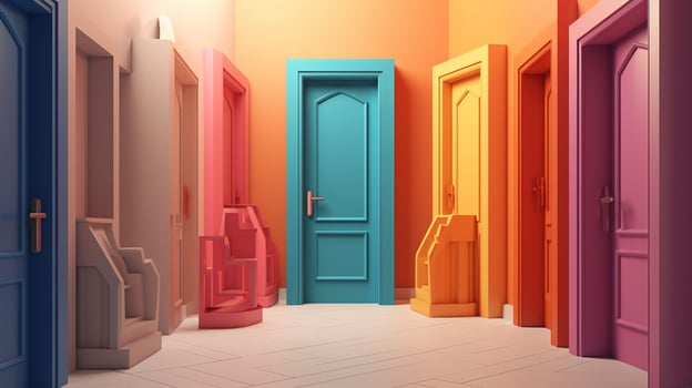 colorful door in trending color palette with photo