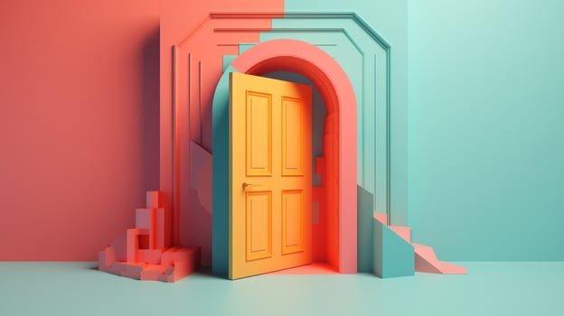 colorful door in trending color palette with photo