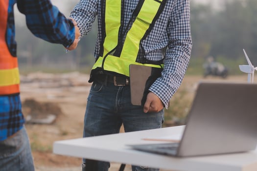 aerial view of construction worker in construction site photo