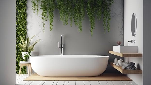 Natural bathroom design. Illustration photo
