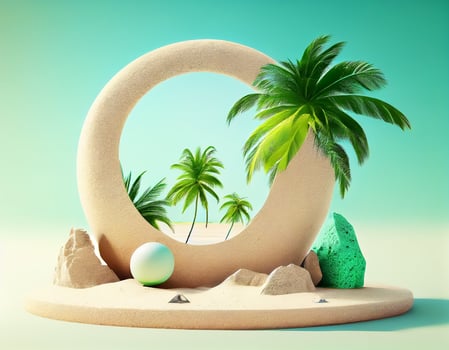 Abstract 3d podium for product presentation with geometric shapes, Empty round podium,Platforms for product presentation show new product background. photo