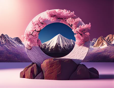 Abstract 3d podium for product presentation with geometric shapes, Empty round podium,Platforms for product presentation show new product background. photo