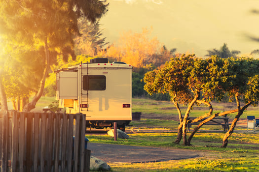 RV Parked in Scenic Camping Spot photo