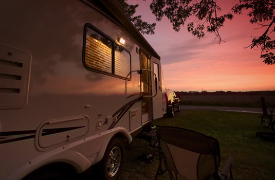 Travel Trailer in Sunset photo