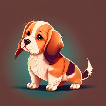 Cute Beagle Dog breed dog cartoon drawing. Digital art illustration. photo