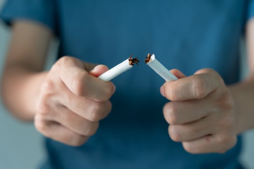 No smoking. Woman stop smoke, refuse, reject, break take cigarette, say no. quit smoking for health. world tobacco day. drugs, Lung Cancer, emphysema , Pulmonary disease, narcotic, nicotine effect photo