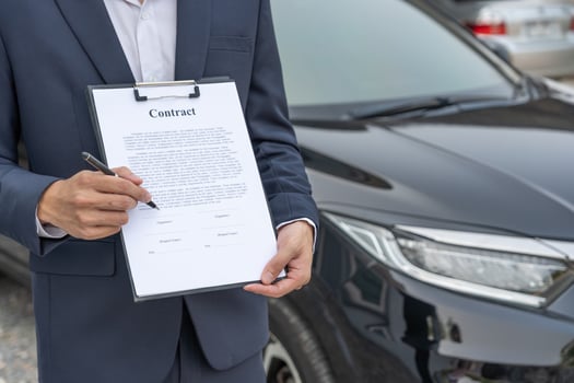 lease, rental car, sell, buy. Dealership send contract and car keys to new owner to sign. Sales, loan credit financial, rent vehicle, insurance, renting, Seller, dealer, installment, car care business photo