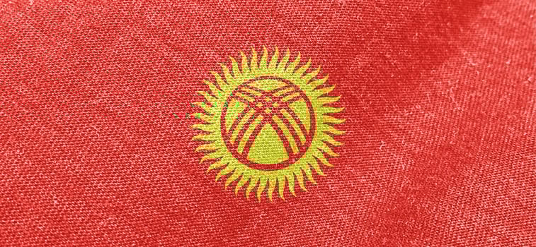 Kyrgyzstan fabric flag cotton material wide flags wallpaper colored fabric Kyrgyzstan flag background photo