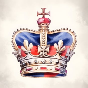 content, Typical royal crown. Russian empire. Illustration in a watercolor style. White background, isolated object. photo