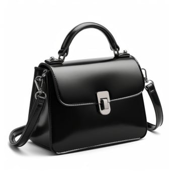 Black elegant small women's bag. Illustration photo