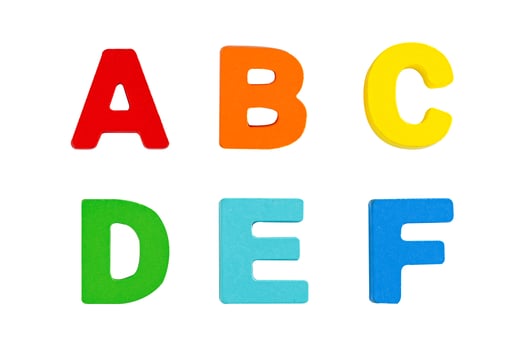 English alphabet isolated on white background, learning education concept. photo