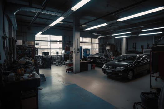 car maintenance service in the background of a car repair shop photo