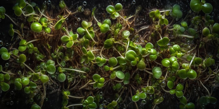 . . Germinated miocrogreens sprouts photorealistic illustration. Eco organic vegan healthy super food vibe. Graphic Art photo