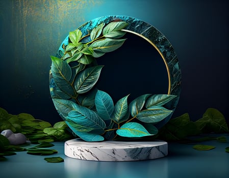 Abstract 3d podium for product presentation with geometric shapes, Empty round podium,Platforms for product presentation show new product background. photo