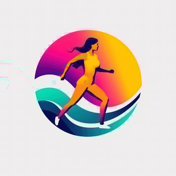 running woman colorful logo sport icon photo