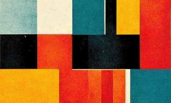 , abstract Bauhaus style background with grainy paper texture. Trendy contemporary minimal 20s geometric design. Digital art. photo