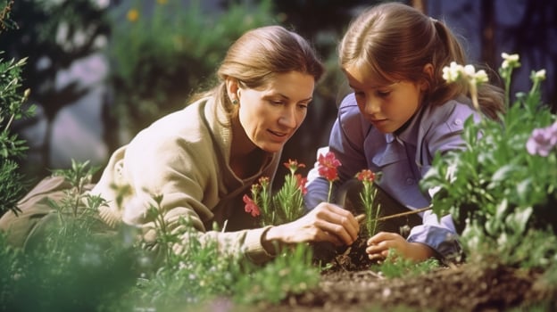 Family gardening. Illustration photo