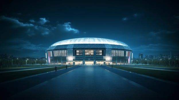 Football stadium at night. Illustration photo
